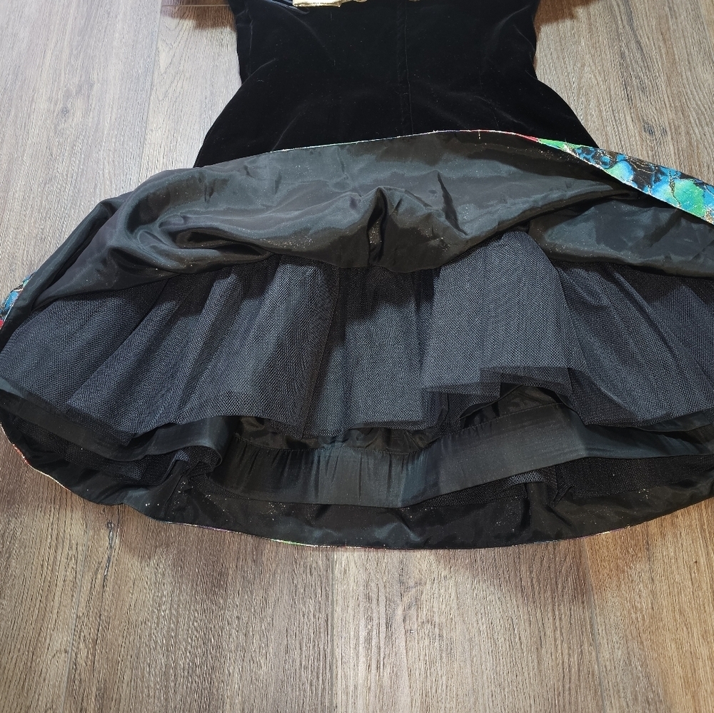 Vintage Morton Myles Saks Velvet Gold Bow Metallic Floral Cocktail Dress Sz S - Picture 15 of 15